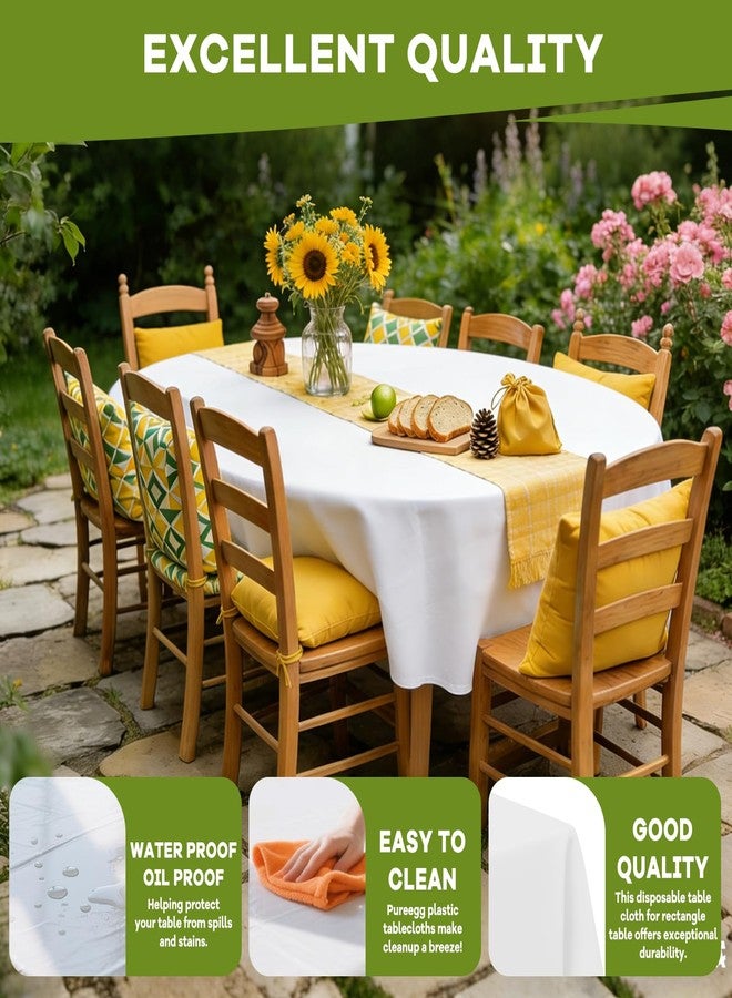 CXPSINC 120 Inch Disposable Plastic Tablecloth White, 10 Pack Round Premium Table Covers for Dining, Wedding, Party, Picnic, Indoor & Outdoor Use – Waterproof, Durable, Easy Clean (White, Round-120) - Image 4