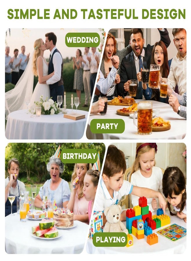 CXPSINC 120 Inch Disposable Plastic Tablecloth White, 10 Pack Round Premium Table Covers for Dining, Wedding, Party, Picnic, Indoor & Outdoor Use – Waterproof, Durable, Easy Clean (White, Round-120) - Image 5