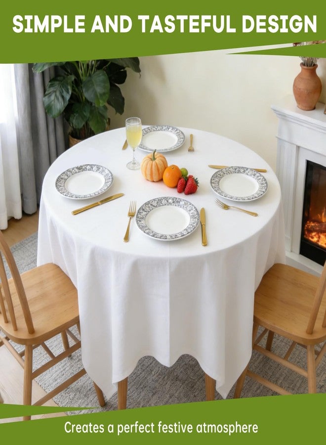 CXPSINC 120 Inch Disposable Plastic Tablecloth White, 10 Pack Round Premium Table Covers for Dining, Wedding, Party, Picnic, Indoor & Outdoor Use – Waterproof, Durable, Easy Clean (White, Round-120) - Image 3