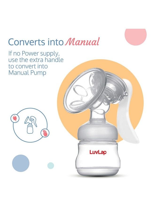 Luvlap - Convertible Electric Breast Pump With 3 Phase Pumping Convertible To Manual Breast Pump 2Pcs Breast Pads Free Soft & Gentle Bpa Free Run On Direct Power No Battery One Year Warranty - Image 1