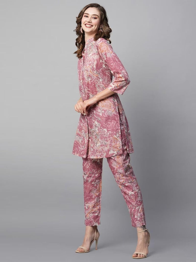 rytras Women's Cotton Printed Straight Kurta and Pant Set(Light Pink,S) - Image 3