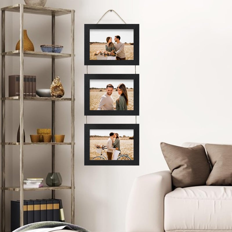 Rexllon 4x6 Wall Hanging Picture Frames Collage with 3 Opening black Frames - Image 5