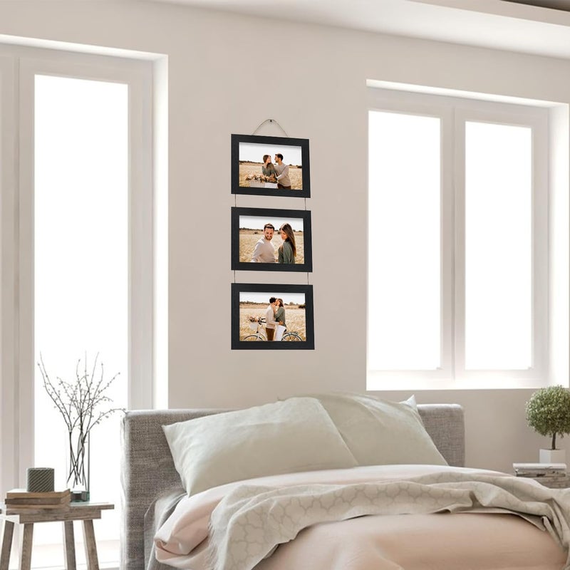 Rexllon 4x6 Wall Hanging Picture Frames Collage with 3 Opening black Frames - Image 2