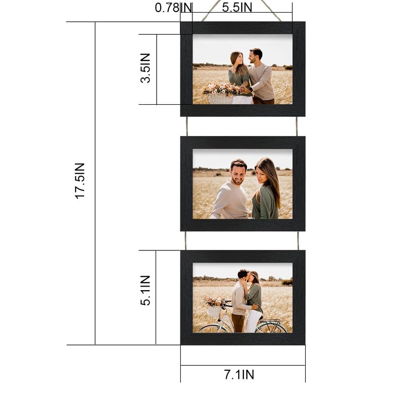 Rexllon 4x6 Wall Hanging Picture Frames Collage with 3 Opening black Frames - Image 1
