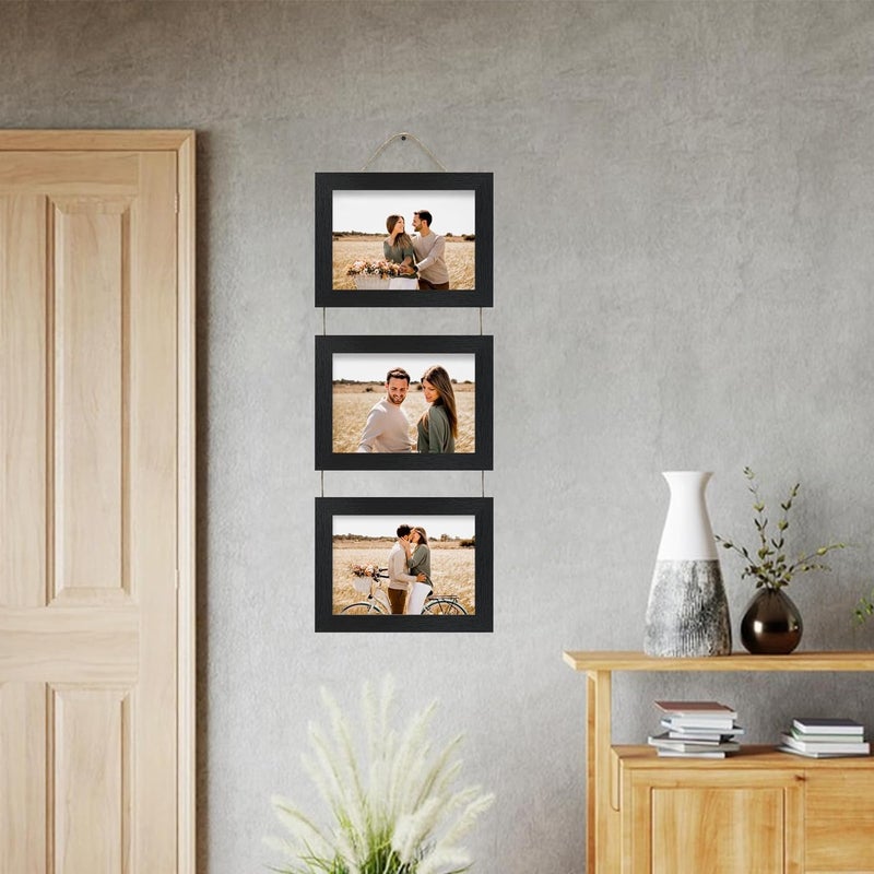 Rexllon 4x6 Wall Hanging Picture Frames Collage with 3 Opening black Frames - Image 3