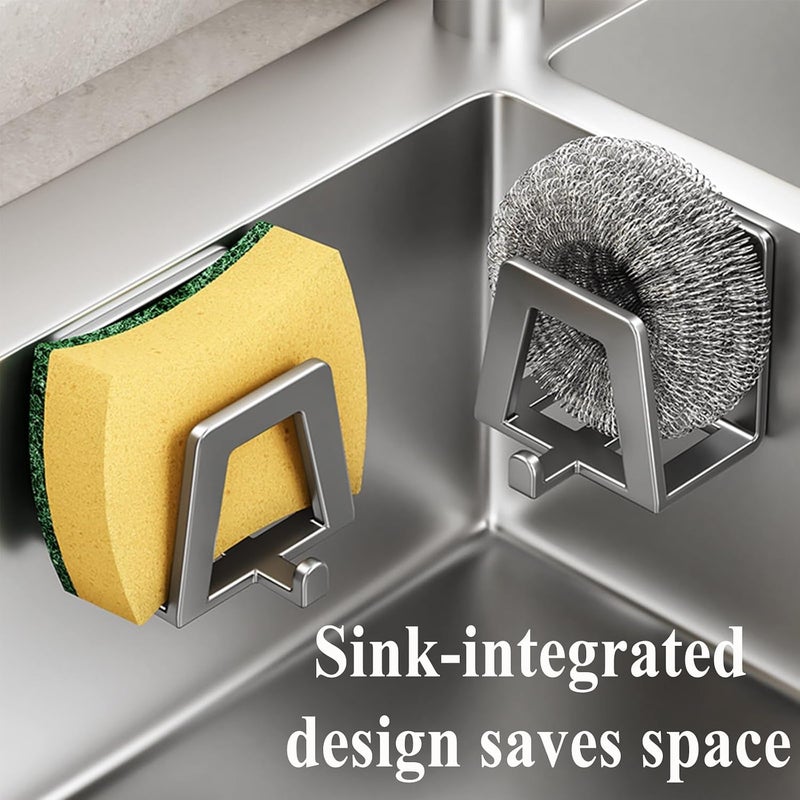 KASTWAVE 2-Pack Kitchen Sponge Holder for Sink - Rustproof, Drainable Suction Cup Sponge and Brush Caddy, Space-Saving Sink Organizer Rack for Dishcloths and Scrubbers - Image 5