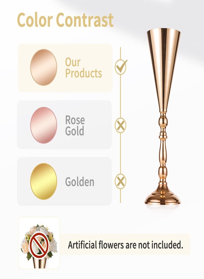 NUPTIO 2 Pcs Tabletop Metal Wedding Flower Trumpet Vase, 16.5 inch Tall Table Decorative Centerpiece, Artificial Flower Arrangements for Anniversary Ceremony Party Birthday Event Aisle Home Decoration (Gold) - Image 4