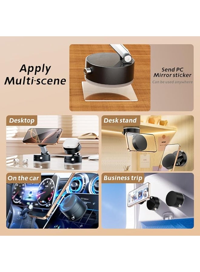 Foldable Vacuum Magnetic Phone Holder with Suction Cup Mount for Multi-Scenario Use, Black - Image 3