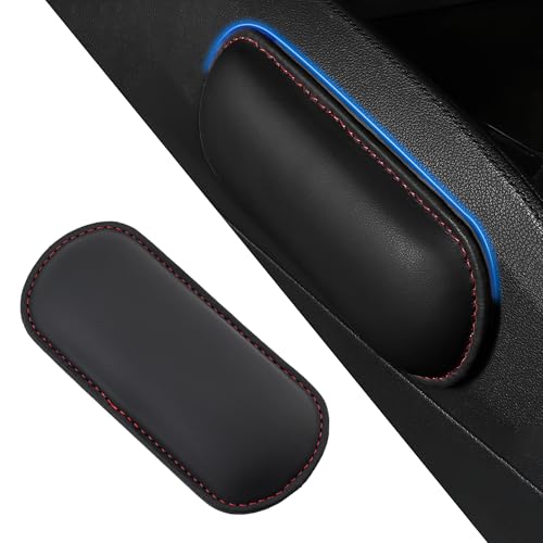 Alieemo Car Center Console Knee Leg Elbow Cushion Pad Soft Leather Door Armrest Foot Care Thigh Support Comfort Pillow Auto Interior Accessories for Knee Pain Relief BlackRed - Image 1