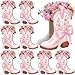 Dunzoom 12 Set Western Cowgirl Boots Flower Boxes Vase Centerpieces Pink Water Color Boot Shape Gift Boxes Western Theme Party Favor for Rodeo Birthday Shower Garden Tea Party Wedding Supplies - Image 2