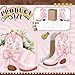 Dunzoom 12 Set Western Cowgirl Boots Flower Boxes Vase Centerpieces Pink Water Color Boot Shape Gift Boxes Western Theme Party Favor for Rodeo Birthday Shower Garden Tea Party Wedding Supplies - Image 4