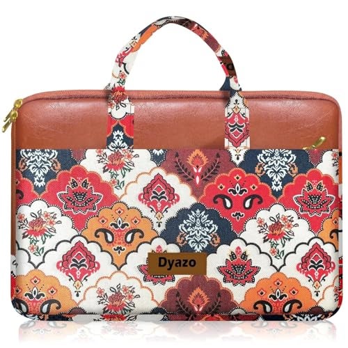 Dyazo 15-15.6 Inch Stylish Laptop Sleeve | Handcrafted Jute & Vegan Leather Case with Zipper | Lightweight and Durable Laptop Bag for Work, College & Travel for Woman - Image 1