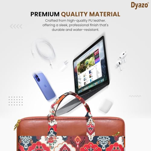Dyazo 15-15.6 Inch Stylish Laptop Sleeve | Handcrafted Jute & Vegan Leather Case with Zipper | Lightweight and Durable Laptop Bag for Work, College & Travel for Woman - Image 5