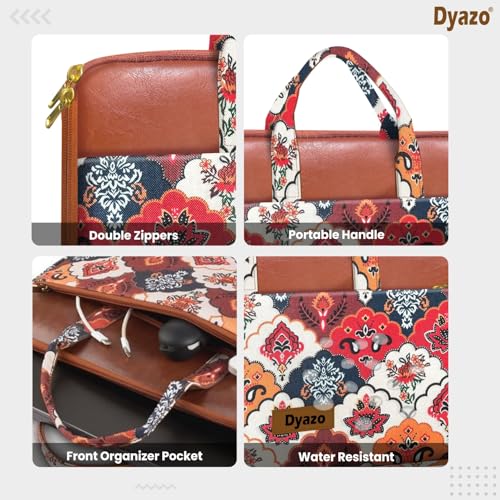 Dyazo 15-15.6 Inch Stylish Laptop Sleeve | Handcrafted Jute & Vegan Leather Case with Zipper | Lightweight and Durable Laptop Bag for Work, College & Travel for Woman - Image 4