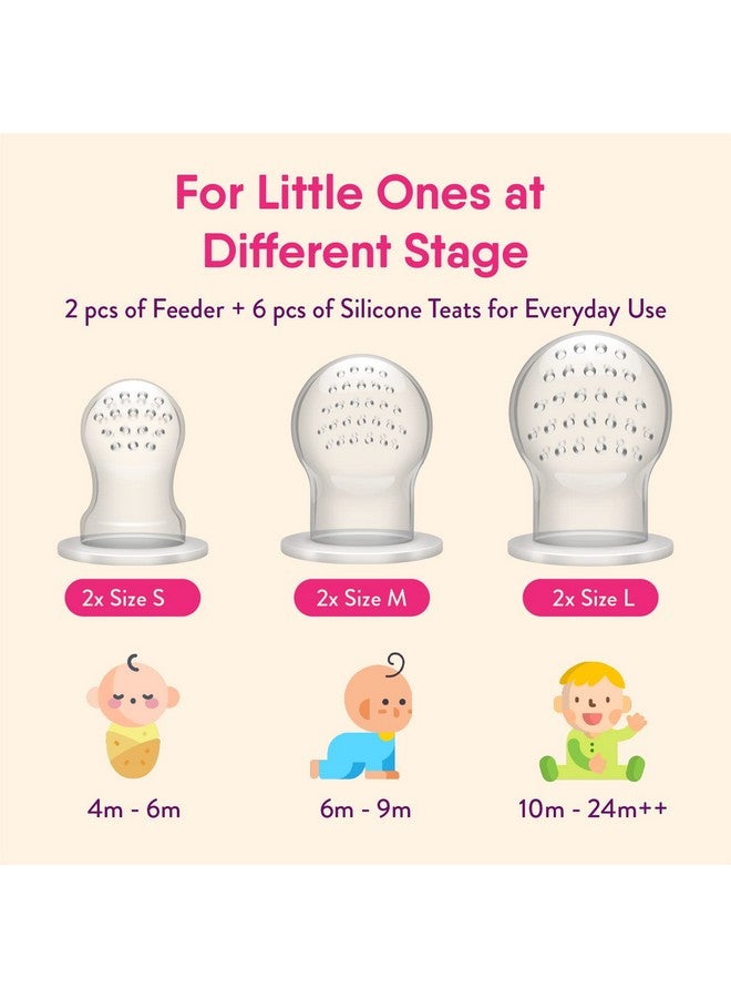 NatureBond Baby Food Feeder/Fruit Feeder Pacifier Nibbler (2 Pack) - Infant Teething Toy Teether Weaning In Appetizing Colors | + Additional Silicone Sacs - Image 3