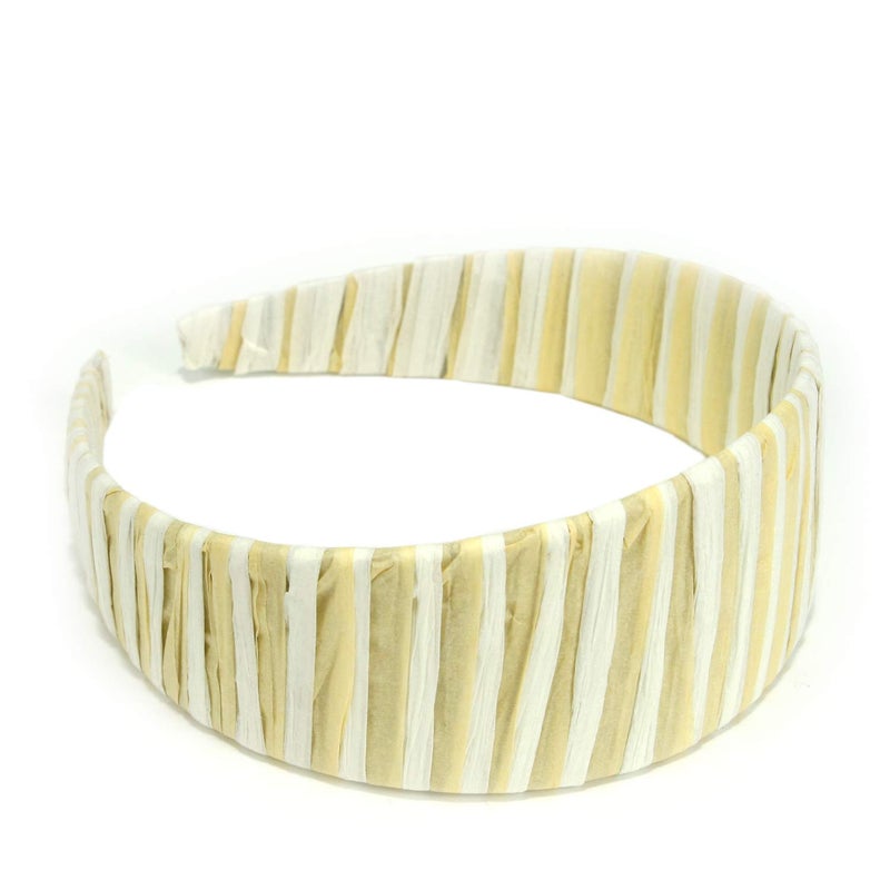 Mia Wide Headband Hair Accessory amde of Cream Natural Raffia Material for Women Teens Casual Wear
