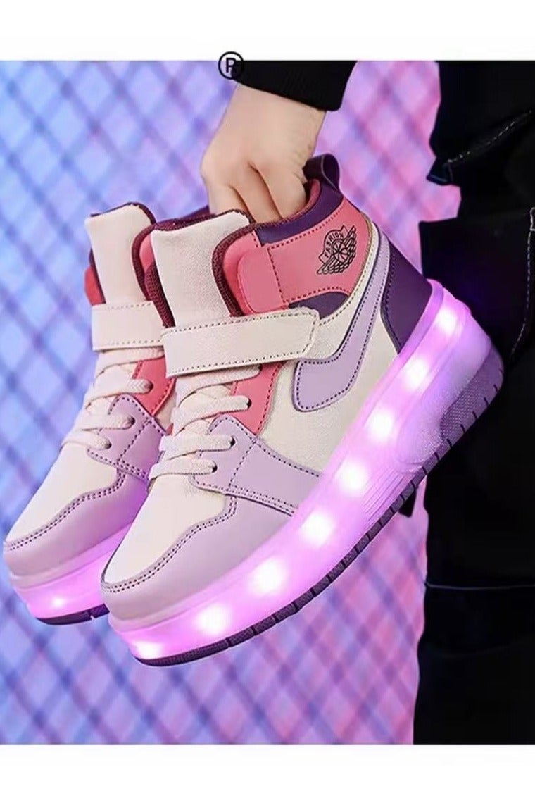 LITTLE ROCKZ Two Wheel LED Flash Light Fashion Shiny Sneaker Skate Heelys Shoes With Lightning Sole - Image 4