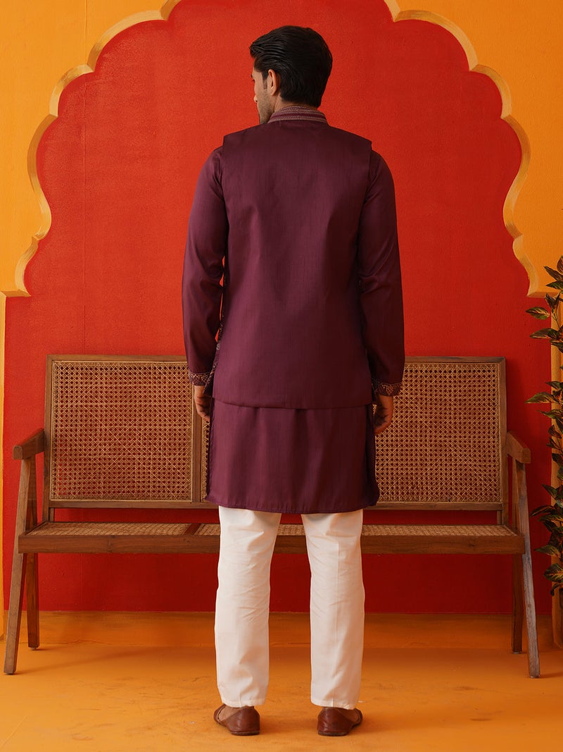 NOZ2TOZ Embroidered Waistcoat and Kurta Pyjama for Men - Image 3