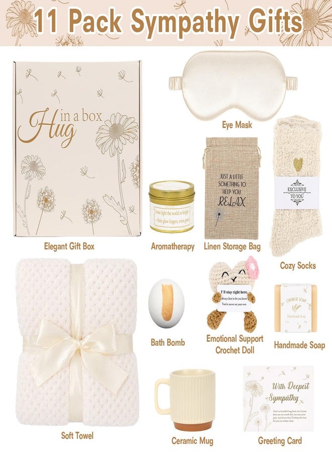 gisgfim 11Pcs Sympathy Gift Baskets for Women, Bereavement Grief Condolence Care Package for Loss of Loved One Hug in a Box with Emotional Support Crochet Doll, Thinking of You Gifts for Grieving Friends - Image 2