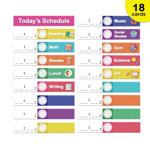 Eamay Daily Schedule Pocket Charts, Teaching Scheduling Pocket Chart, Hoom, Eamay Daily Scheduling Pocket Chart, Pocket Chart with 13+1 Pockets, 18pcs Dry Erase Cards and 2 Hooks (White) - Image 3