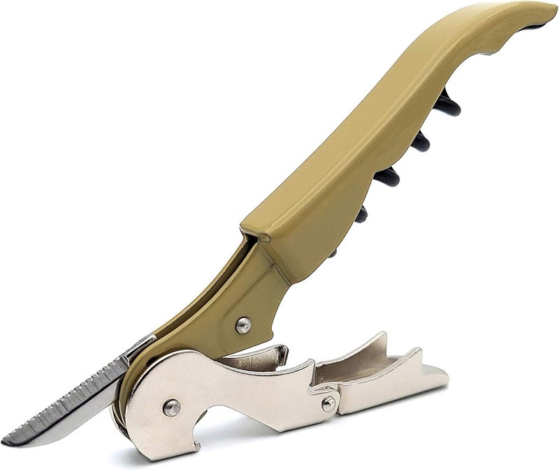 Pulltap's Genuine Classic 500 Waiter's Corkscrew – Double-Hinged Wine Key with Hinged Foil Cutter – Patented Design – Made in Spain – Olive Green (Verde Oliva) - Image 1