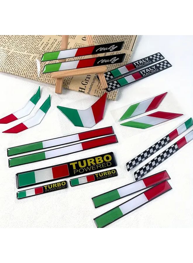 Italian Flag 3D Reflective Stickers For Helmet 2pcs Motorcycle Car Bike Decal - Image 1