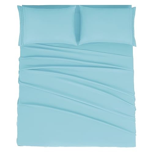 Mejoroom Queen Size Sheet Set - Hotel Luxury 1800 Bedding Sheets & Pillowcases - Deep Pocket Fitted Sheet, Soft, Breathable, Wrinkle & Fade Resistant - 4 Piece (Queen, Baby Blue) - Image 2