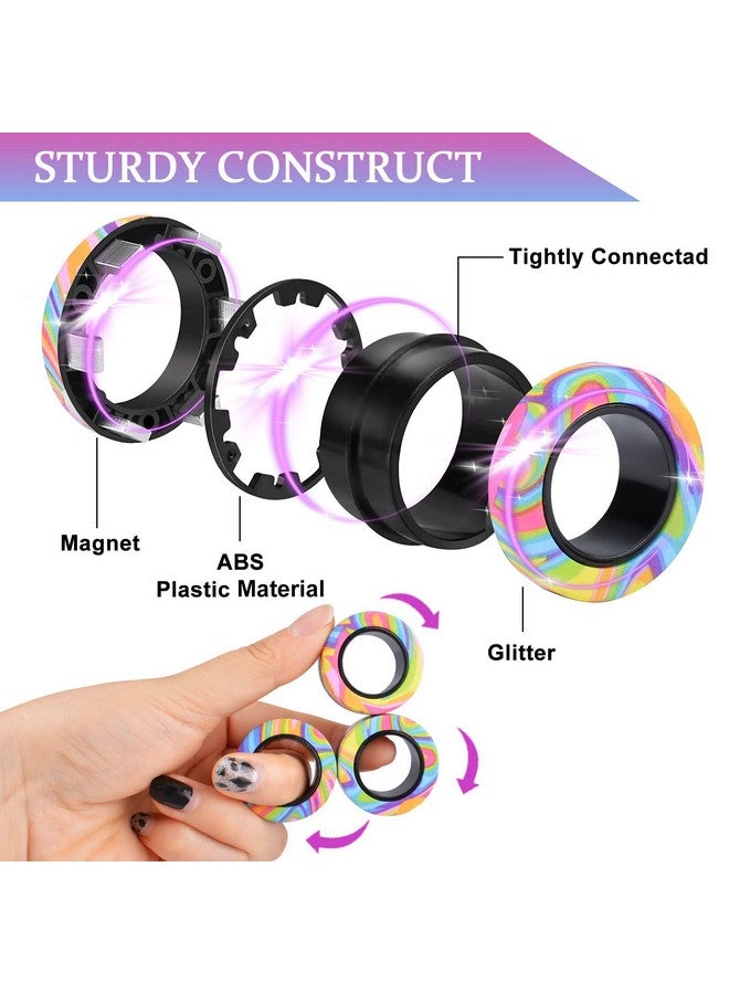 Cevioce 9Pcs Magnetic Rings Fidget Toy Set, Adhd Anxiety Magnetic Fidget Toys Adults Fidget Spinner Rings For Relief, Gifts For 8+ Year Old Teen Boy Girl - Image 2