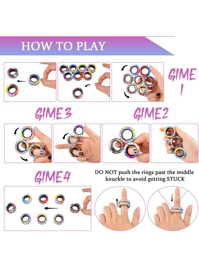 Cevioce 9Pcs Magnetic Rings Fidget Toy Set, Adhd Anxiety Magnetic Fidget Toys Adults Fidget Spinner Rings For Relief, Gifts For 8+ Year Old Teen Boy Girl - Image 5