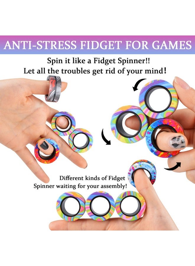 Cevioce 9Pcs Magnetic Rings Fidget Toy Set, Adhd Anxiety Magnetic Fidget Toys Adults Fidget Spinner Rings For Relief, Gifts For 8+ Year Old Teen Boy Girl - Image 4