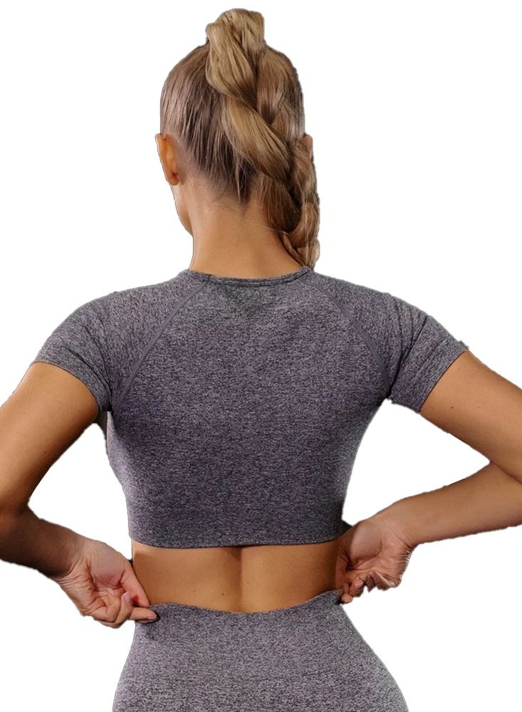 Loquat Yoga exercise fitness T-shirt top Grey  - Image 2