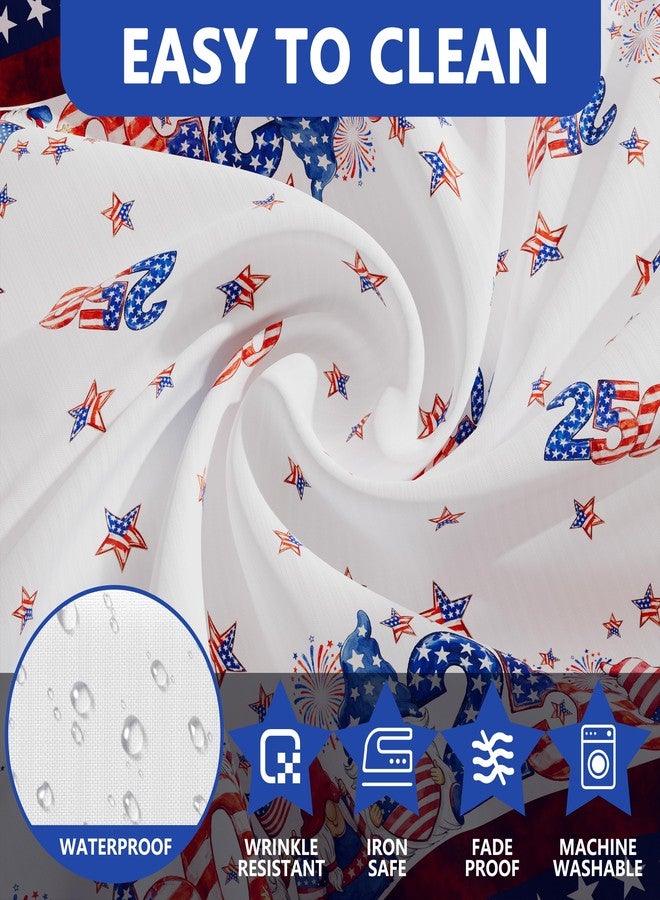 Siilues 4th of July Tablecloth Round 70 Inch, 250 Anniversary USA Merchandise Patriotic Decorations Washable Blue Red Gnome America Memorial Day 250 Table Cloth Waterproof Scalloped Edge Table Cover - Image 4