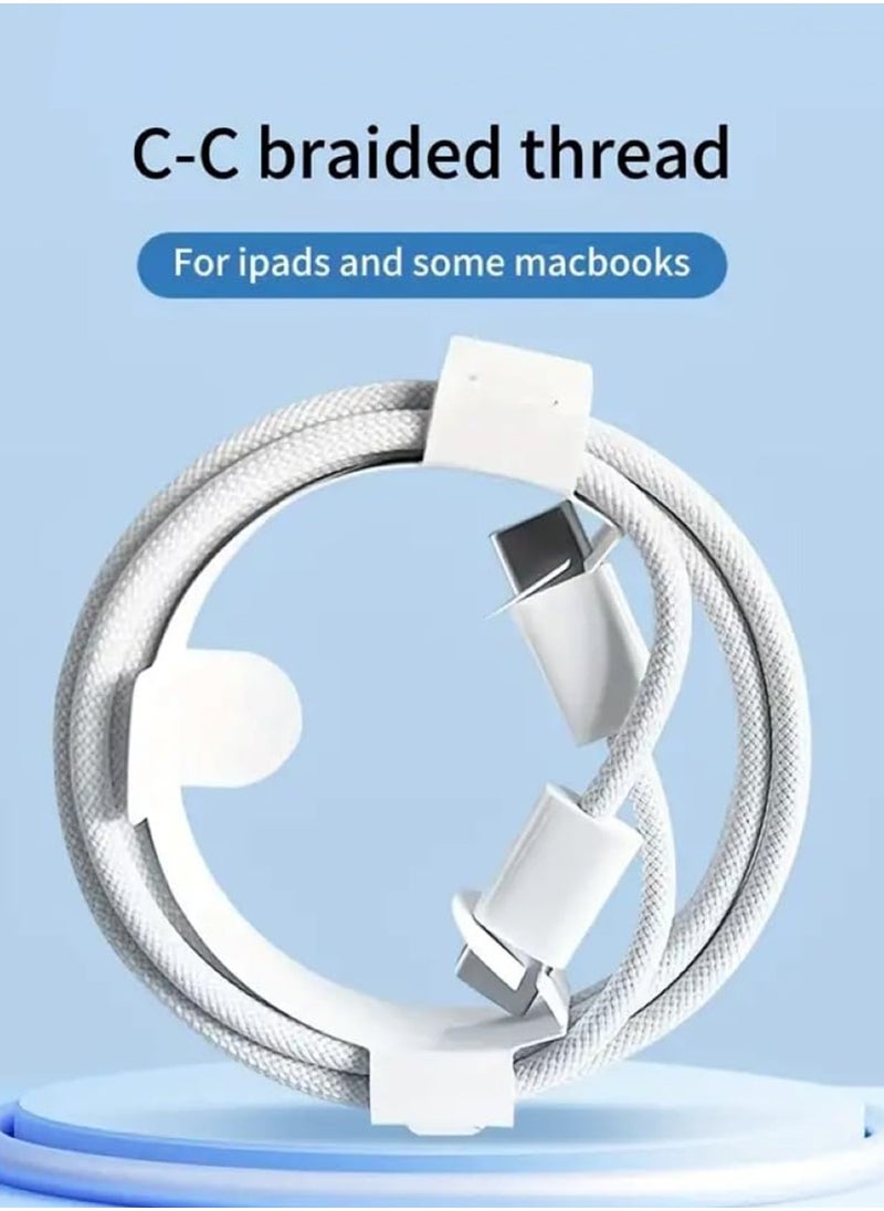 USB/Type C-C PD 60W Charge Cable, Braided Fabric Flexible Material, for iPhone 15/16 series, MacBook, iPad series, 1 M, White  - Image 5
