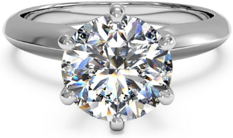 espere 3 Ct CZ Solitaire Engagement Ring Sterling Silver White Gold Plated - Image 1