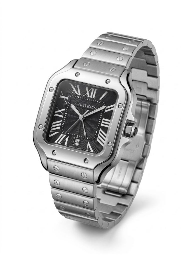 Carter's Men's Heritage Square Watch, Black Textured Dial, Roman Numerals - Image 1