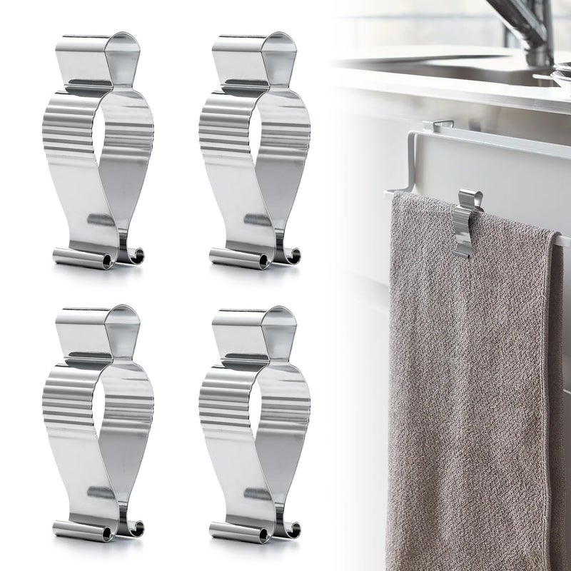 Aieve 4 Pcs Stainless Steel Towel ClipsHand Towel Clips for Kitchen or Bathroom Towel Holder Clips for Towel RackOven Handle Dishwasher Stove