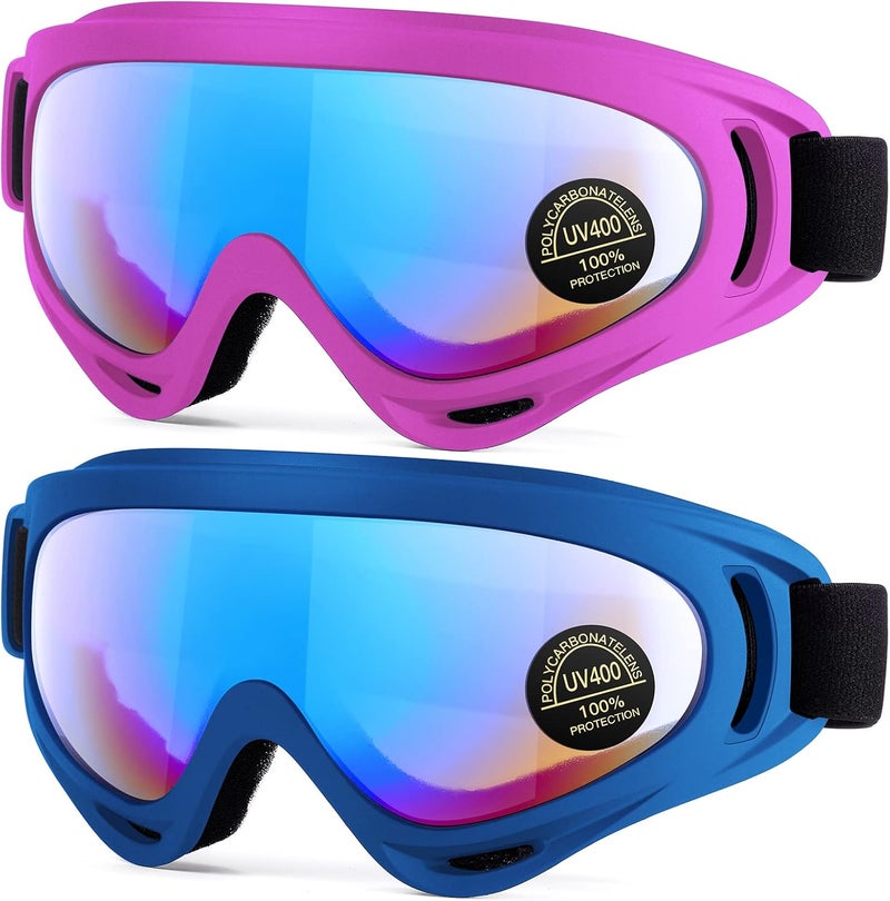 MAMBAOUT 2-Pack Snow Ski Goggles, Snowboard Goggles for Men, Women, Youth, Kids, Boys or Girls - Image 1