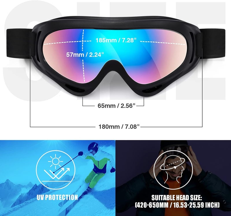 MAMBAOUT 2-Pack Snow Ski Goggles, Snowboard Goggles for Men, Women, Youth, Kids, Boys or Girls - Image 4