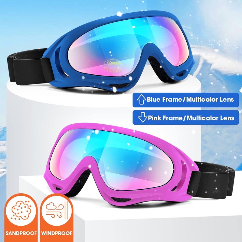 MAMBAOUT 2-Pack Snow Ski Goggles, Snowboard Goggles for Men, Women, Youth, Kids, Boys or Girls - Image 2