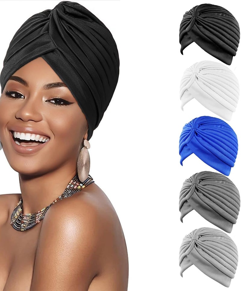 Women's Stretchy Pre-Tied Turban Headscarf - Soft Knitted Head Wrap for Everyday - Image 1