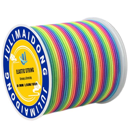 JULIMAIDONG 10mm Elastic Bracelet String Cord Crystal Stretch Bead Cord for Bracelets Jewelry Making Clear Stretchy Elastic String for Beading Transparent Thread 10MMRainbow165ft - Image 1