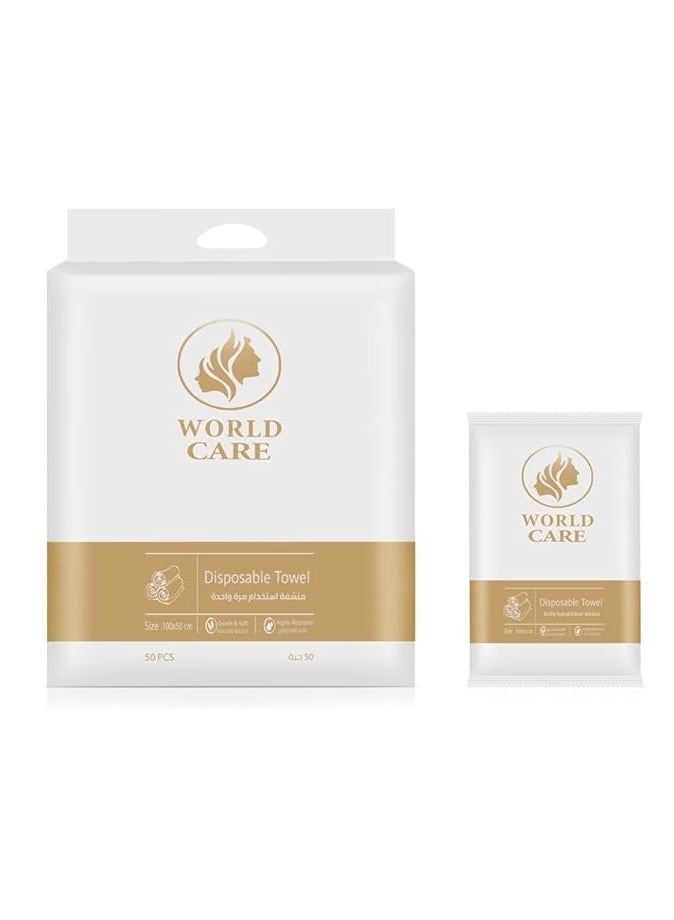WORLD CARE Disposable Towels 100 x 50 Centimeters Highly Absorbent Gentle and Soft 50 Pieces - Image 1