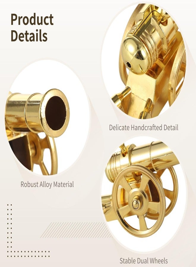 Homaisson Mini Napoleon Cannon Model, Golden Alloy Cannon Decor, Desktop TV Stand Ornament, Traditional Cannon Statue with Rotating Barrel, Ideal Present for Collectors - Image 4