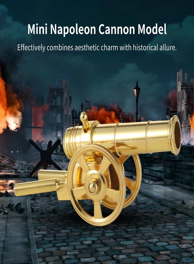 Homaisson Mini Napoleon Cannon Model, Golden Alloy Cannon Decor, Desktop TV Stand Ornament, Traditional Cannon Statue with Rotating Barrel, Ideal Present for Collectors - Image 3