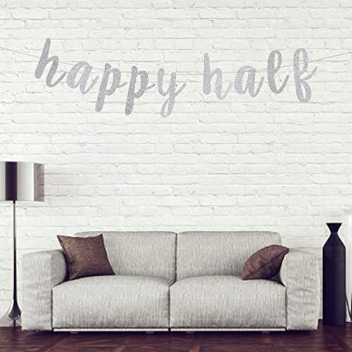 Festiko®Silver Happy Half Banner, Half Year Anniversary/Baby's Half Year Old Birthday Party Decorations - Image 5
