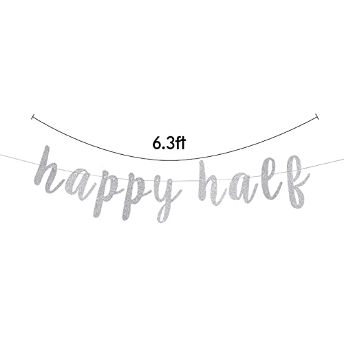 Festiko®Silver Happy Half Banner, Half Year Anniversary/Baby's Half Year Old Birthday Party Decorations - Image 2