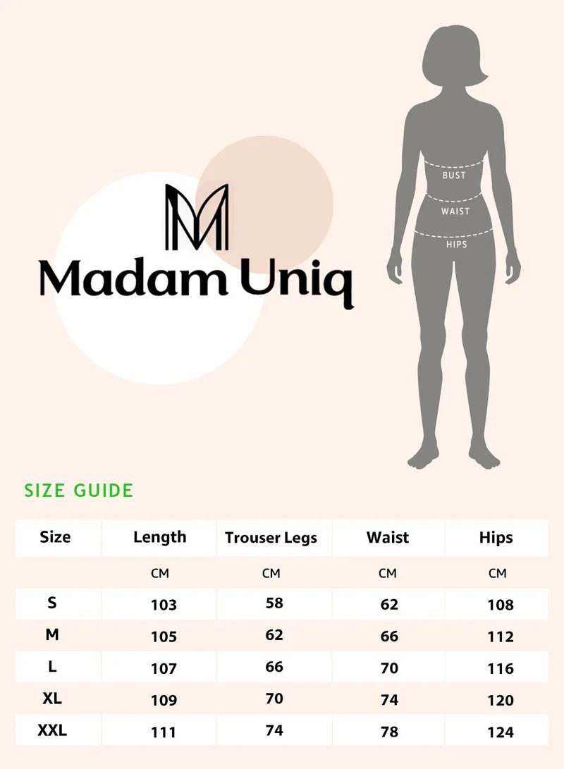 Madam Uniq Flowy High-Waisted Wide-Leg Trousers - Floral Print, Casual & Breathable Long Pants
