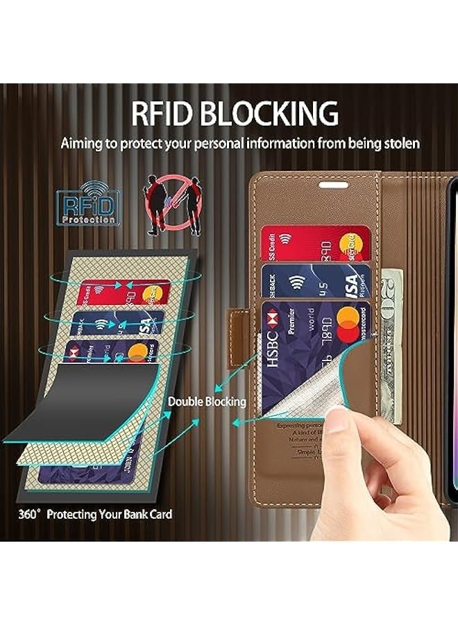 CaseMe Samsung Galaxy A71 4G Leather Wallet Case with Credit Card Holder and Magnetic Stand - Fashion Brown - Image 2