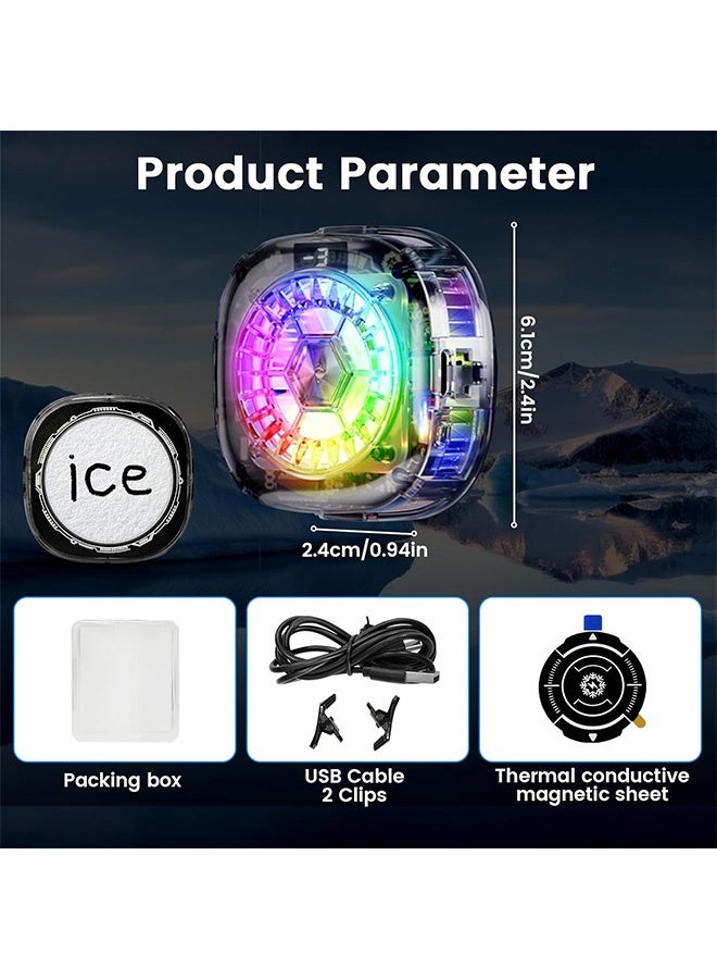 كوانتوم مبرد الهاتف، مبرد مغناطيسي للهاتف المحمول، مروحة تبريد ثلاثية السرعات للهاتف المحمول مع مساحة كبيرة لتبديد الحرارة وشاشة رقمية بتردد وتكنولوجيا أشباه الموصلات - Image 2