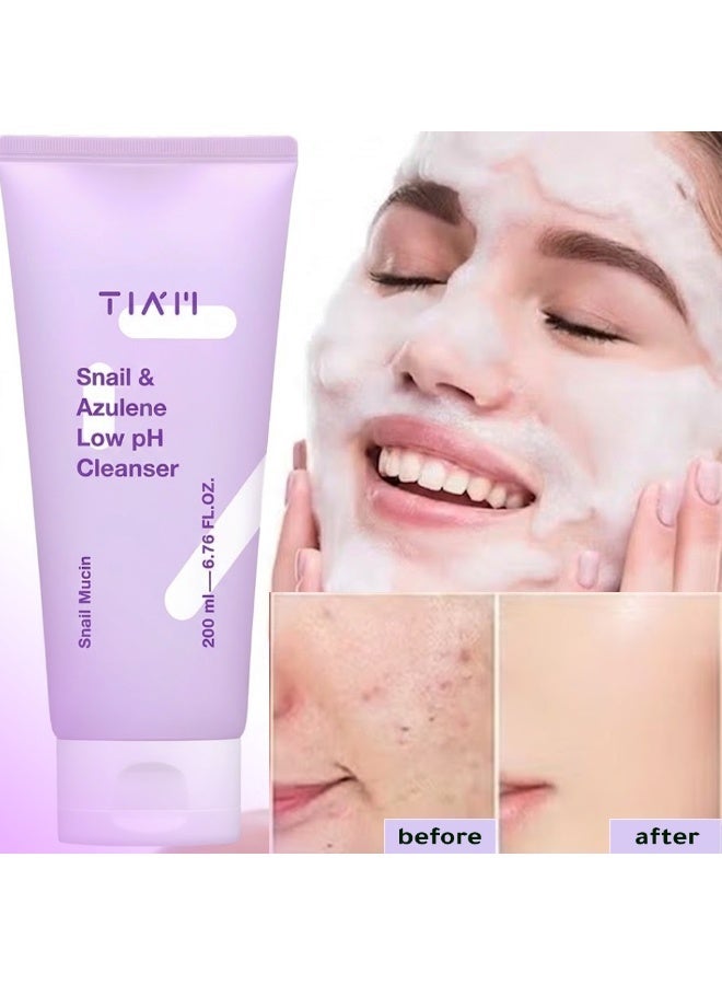 TIA'M Snail & Azulene Low pH Gel Cleanser for Gentle Cleansing & Soothing Skin - 200ml - Image 2